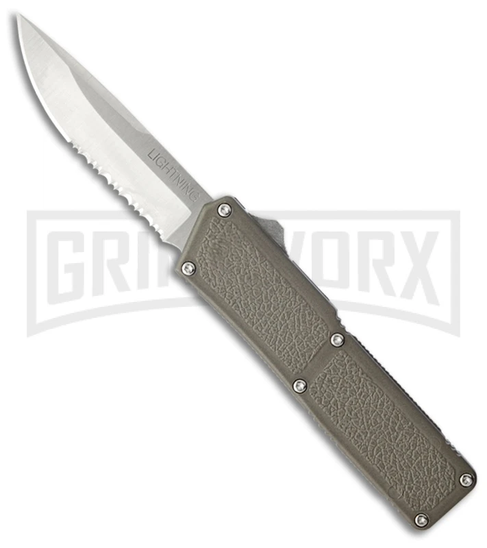 Lightning Grey D/A OTF Automatic Knife - Satin Serr