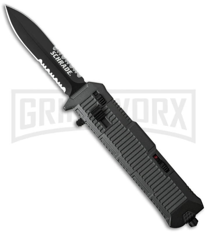Schrade SCHOTF8BS Viper OTF Black Aluminum Assisted Knife - Black Serr