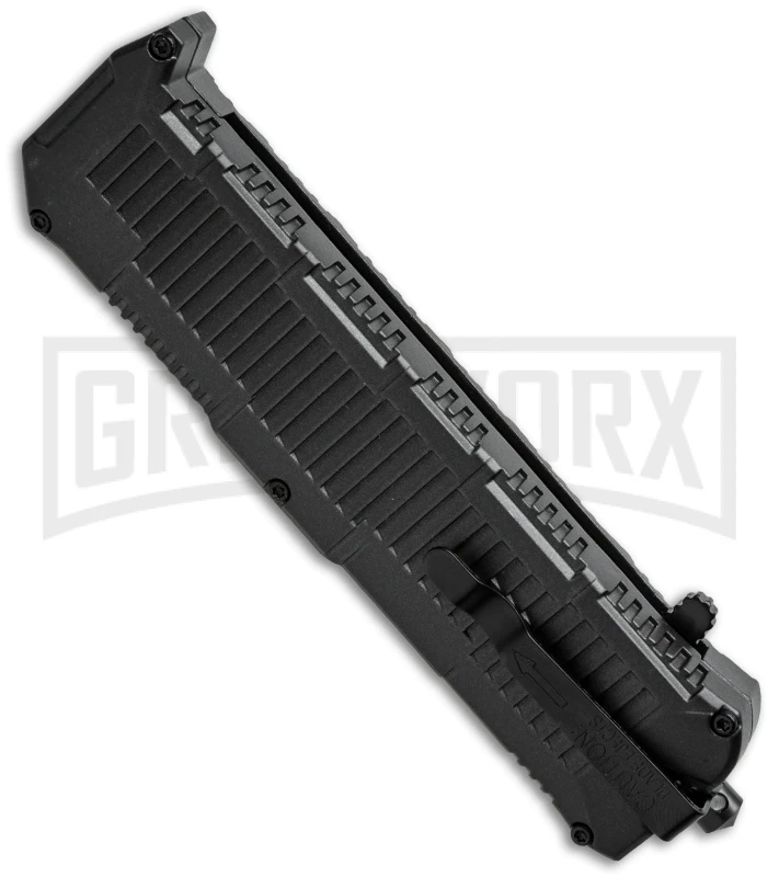 Schrade SCHOTF8TB Viper OTF Black Aluminum Assisted Knife - Tanto Black Plain - Image 2