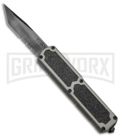 Titan Gray D/A OTF Automatic Knife - Tanto Black Serr