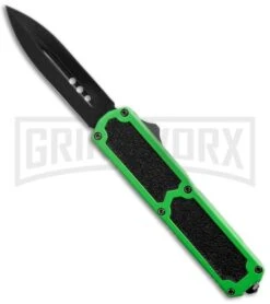 Titan Green/Black OTF Automatic Knife - Black Plain