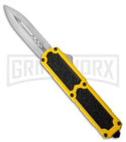 Titan Yellow D/A OTF Automatic Knife - Dagger Satin Plain