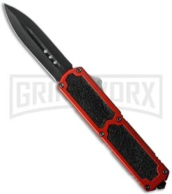 Titan Red D/A OTF Automatic Knife - Dagger Black Plain
