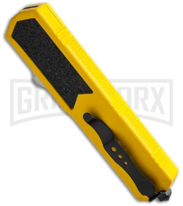 Titan Yellow D/A OTF Automatic Knife - Dagger Satin Plain - Image 2
